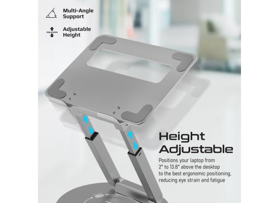 Promate DeskMate-6  Adjustable Laptop Stand, with Anti-Slip Pads, 360-Degree Rotation